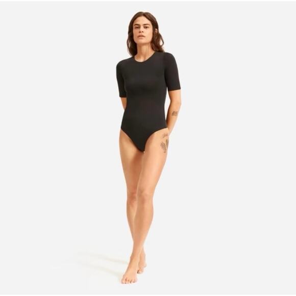 Everlane Tops - Everlane The Short Sleeve Crew Neck Bodysuit thong black